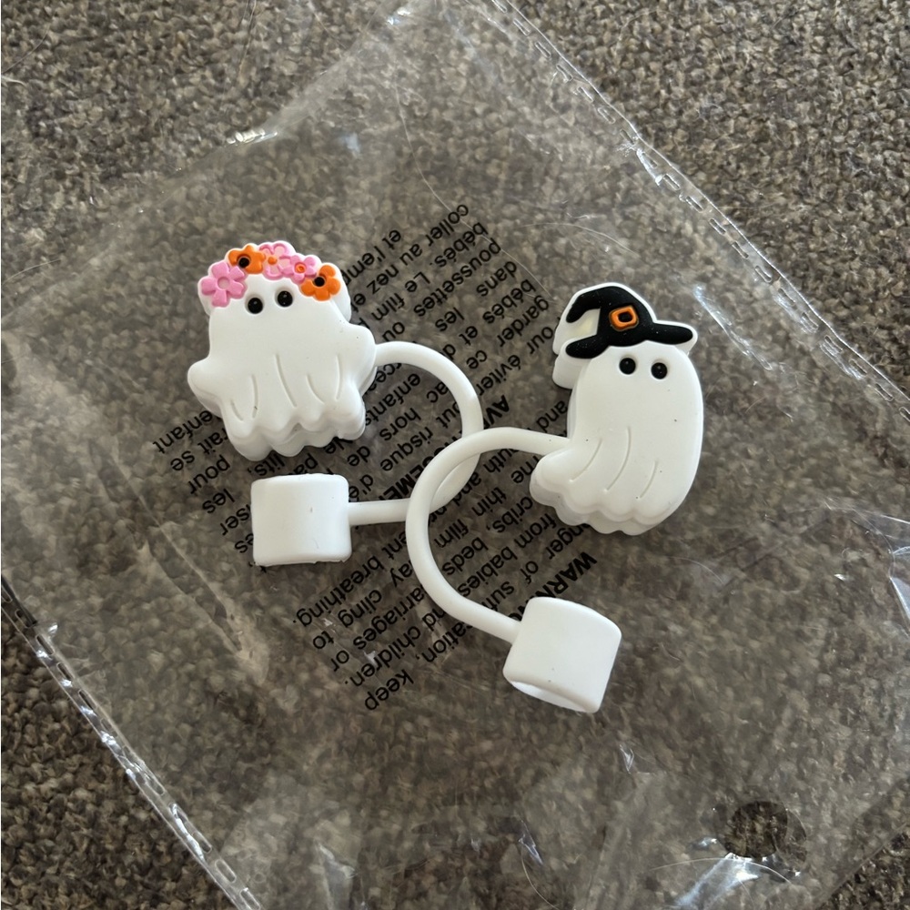 ⭐️2 Pack Ghost Straw Toppers for Stanley or Tumbler NEW